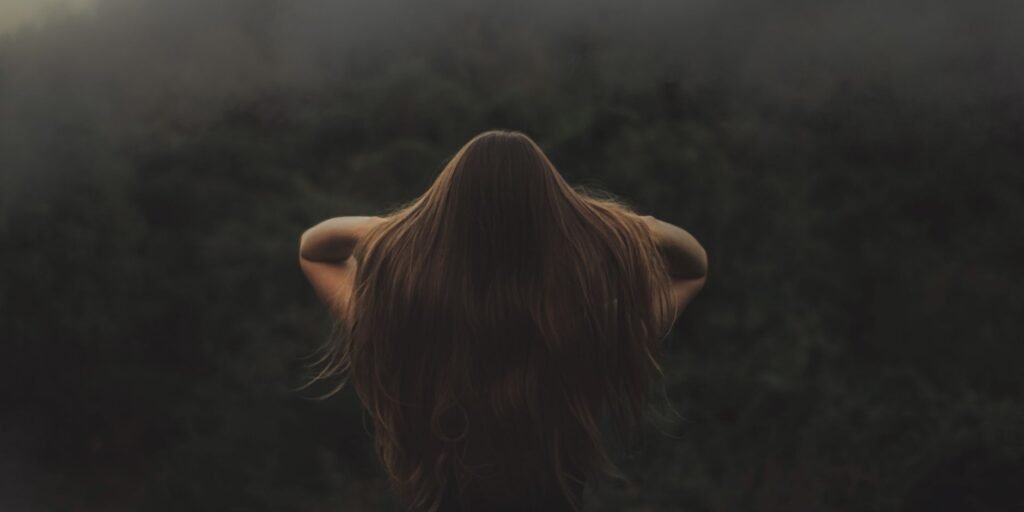 a woman with long hair